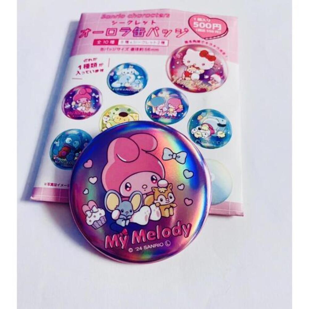 Sanrio Opened Blind Mystery Bag My Melody Holographic Badge Button Pin, Kawaii